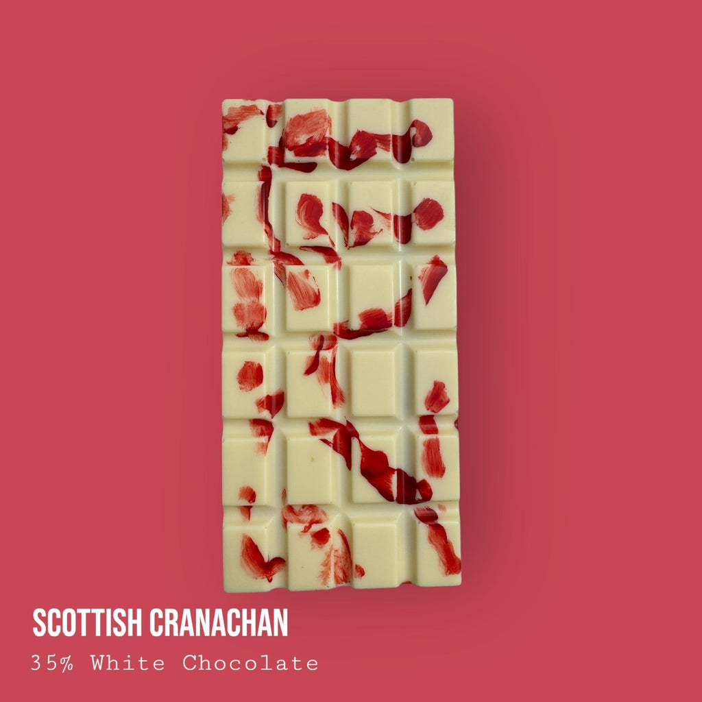 Scottish Cranachan Raspberry & Single Malt Whisky Honey Cream Topped with Oat Biscuit & Raspberries White Chocolate Dessert Bar 245g