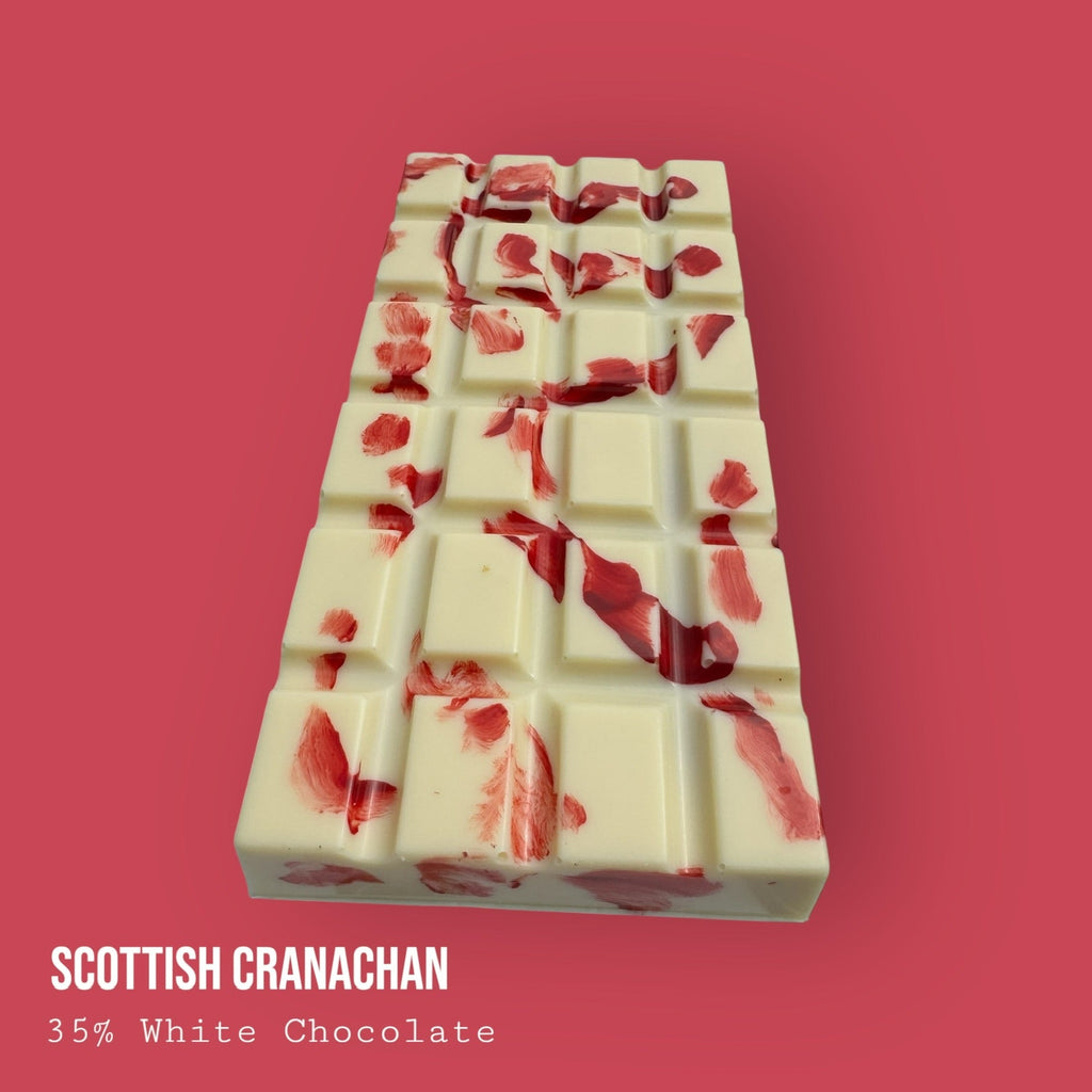 Scottish Cranachan Raspberry & Single Malt Whisky Honey Cream Topped with Oat Biscuit & Raspberries White Chocolate Dessert Bar 245g