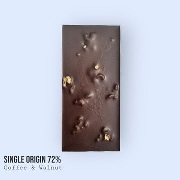 Single Origin Dark Perú 72% Coffee & Walnut Chocolate Bar 110g