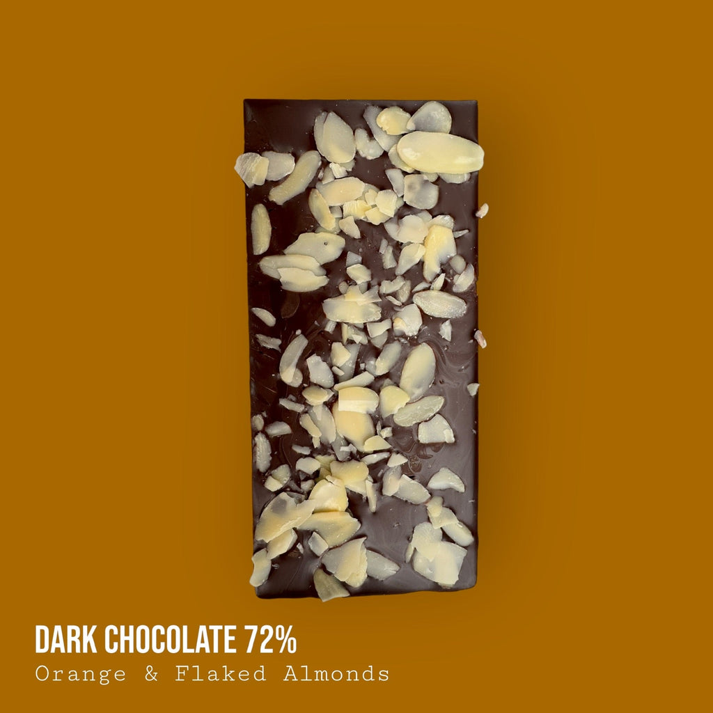 Single Origin Dark Perú 72% Orange & Flaked Almonds 110g